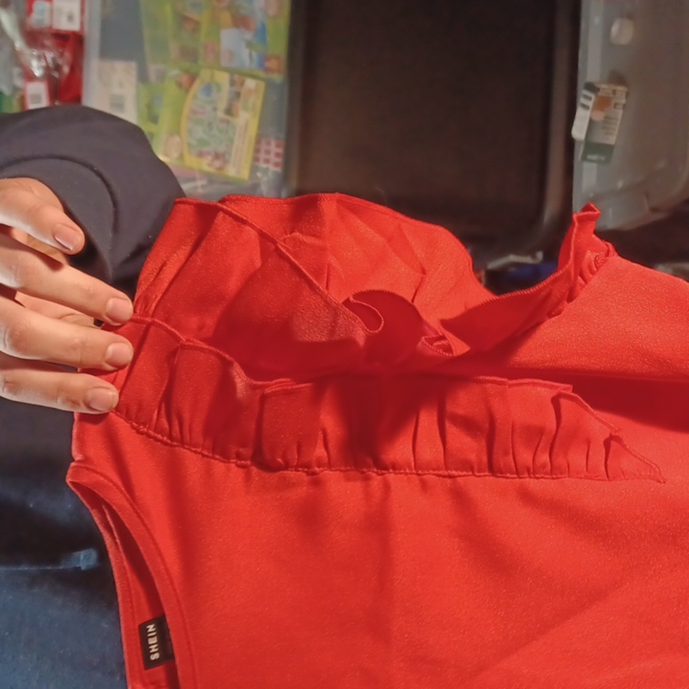 Red Ruffle Blouse - Picture 5 of 6